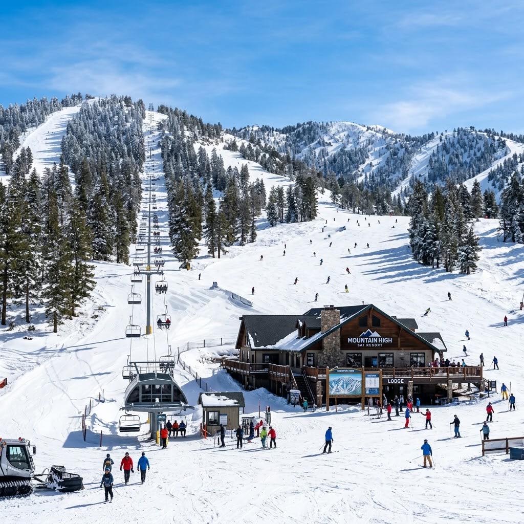 Mountain High Ski Resort, a popular winter destination near our affordable motel in Littlerock, California.